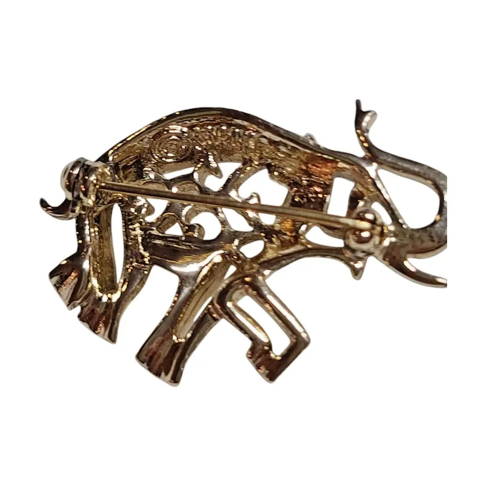 Vintage Sarah Coventry Cut Our Gold Tone Elephant Brooch